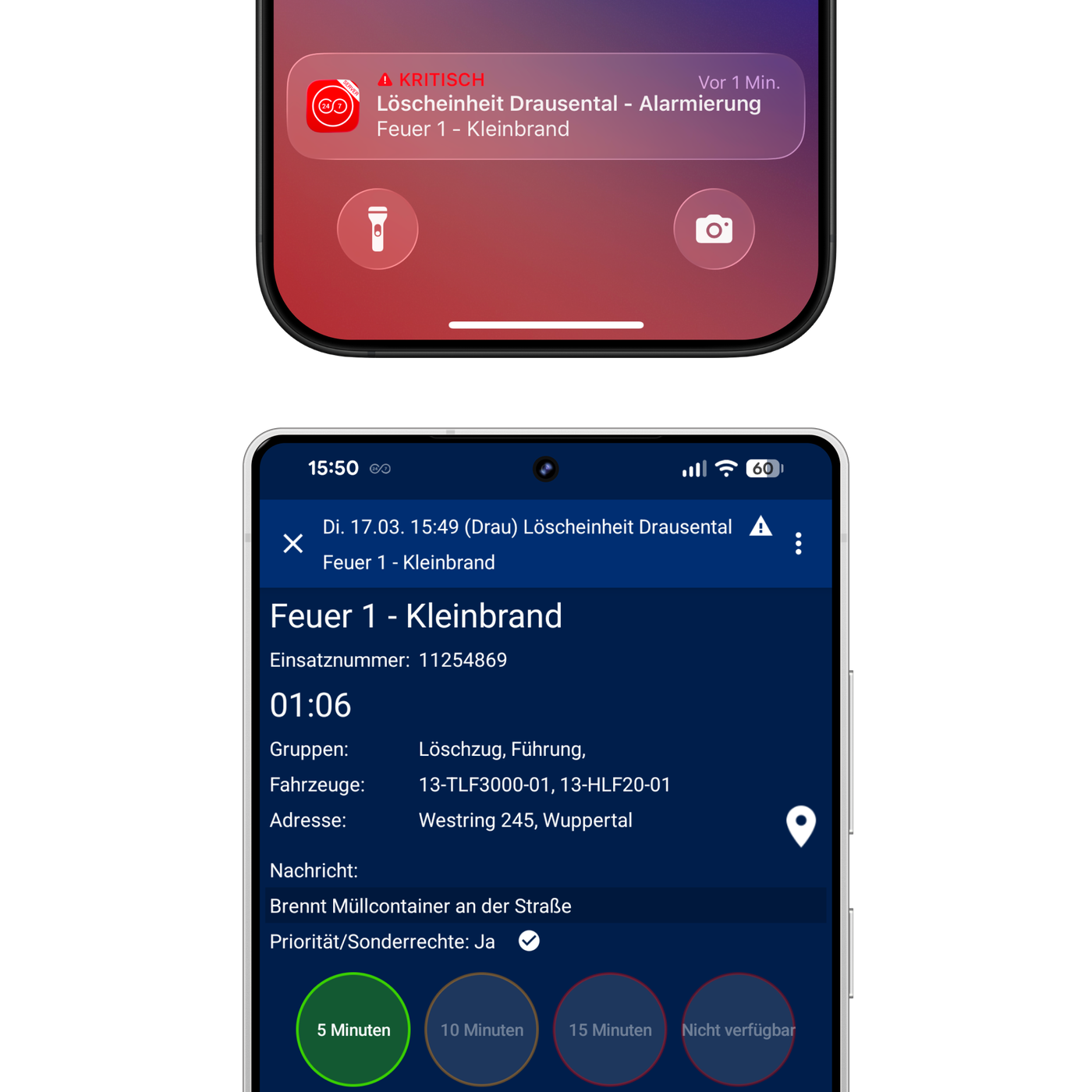 Alarmierung mit der DIVERA 24/7 mobile App