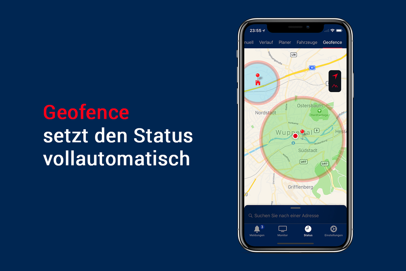 Geofence setzt den Statut automatisch