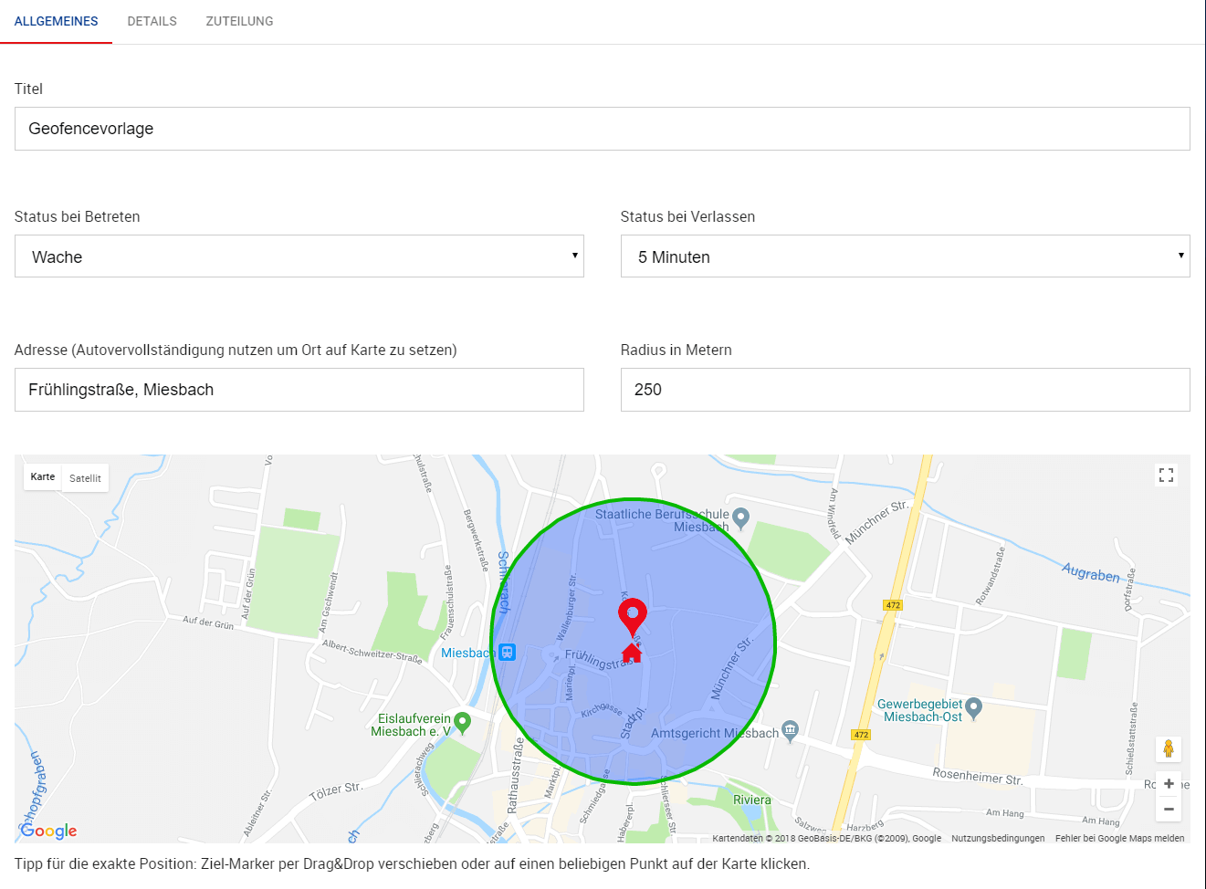Geofence-Vorlage