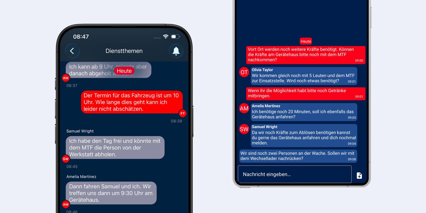 Chatverlauf im Messenger der DIVERA 24/7 App
