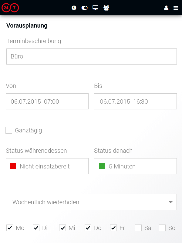 Vorausplanung der Einsatzbereitschaft - Beispiel